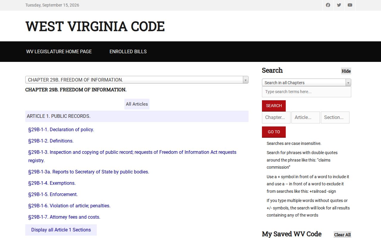 West Virginia public records request deadline relevant to Randolph County records